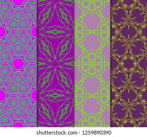 Set Of Modern Floral Seamless Pattern. Decorative Texture For Wallpaper, Invitation, Fabric. Vector Illustration. Color