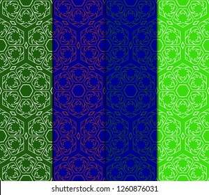 Set Of Modern Floral Seamless Pattern. Decorative Texture For Wallpaper, Invitation, Fabric. Vector Illustration. Color