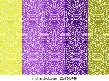 Set Of Modern Floral Seamless Pattern. Decorative Texture For Wallpaper, Invitation, Fabric. Vector Illustration. Color