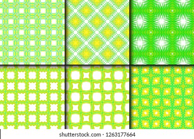 Set Of Modern Floral Seamless Pattern. Decorative Texture For Wallpaper, Invitation, Fabric. Vector Illustration. Color