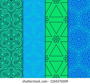 Set Of Modern Floral Seamless Pattern. Decorative Texture For Wallpaper, Invitation, Fabric. Vector Illustration. Color