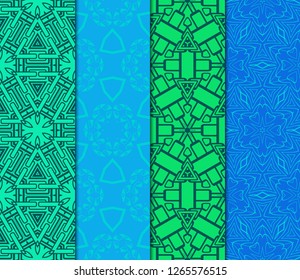 Set Of Modern Floral Seamless Pattern. Decorative Texture For Wallpaper, Invitation, Fabric. Vector Illustration. Color