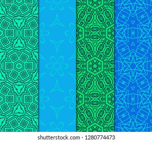 Set Of Modern Floral Seamless Pattern. Decorative Texture For Wallpaper, Invitation, Fabric. Vector Illustration. Color