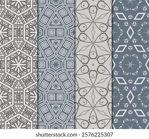 set of modern floral seamless pattern art deco background. Luxury texture for wallpaper, invitation. Vector illustration.
