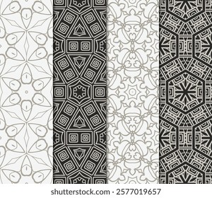 set of modern floral seamless pattern art deco background. Luxury texture for wallpaper, invitation. Vector illustration.