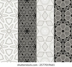 set of modern floral seamless pattern art deco background. Luxury texture for wallpaper, invitation. Vector illustration.