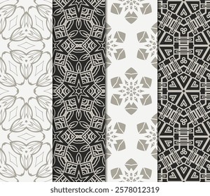 set of modern floral seamless pattern art deco background. Luxury texture for wallpaper, invitation. Vector illustration.