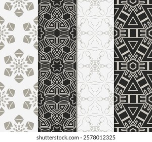set of modern floral seamless pattern art deco background. Luxury texture for wallpaper, invitation. Vector illustration.