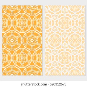 set of modern floral seamless pattern. vector. blue, orange color. for design invitation, interior wallpaper, cover card