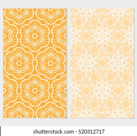 set of modern floral seamless pattern. vector. blue, orange color. for design invitation, interior wallpaper, cover card