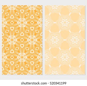 set of modern floral seamless pattern. vector. blue, orange color. for design invitation, interior wallpaper, cover card