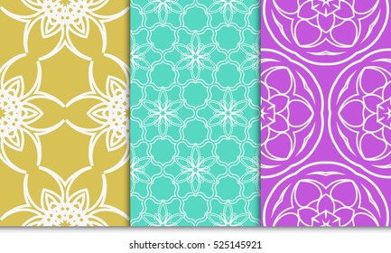 set of modern floral seamless pattern. decorative seamless vector illustration. spring color. for interior design, wallpaper, invitation