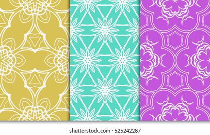 set of modern floral seamless pattern. decorative seamless vector illustration. spring color. for interior design, wallpaper, invitation