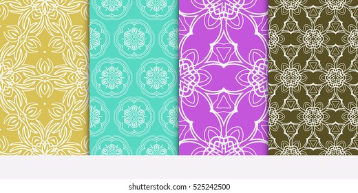 set of modern floral seamless pattern. decorative seamless vector illustration. spring color. for interior design, wallpaper, invitation