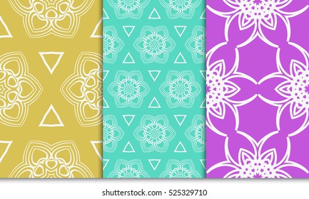 set of modern floral seamless pattern. decorative seamless vector illustration. spring color. for interior design, wallpaper, invitation