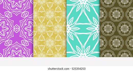 set of modern floral seamless pattern. decorative seamless vector illustration. spring color. for interior design, wallpaper, invitation
