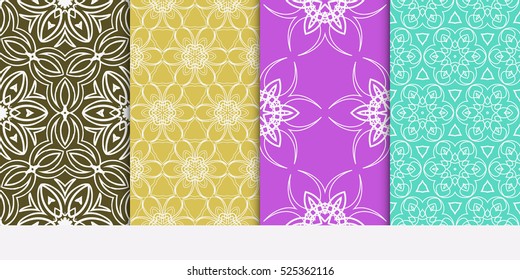 set of modern floral seamless pattern. decorative seamless vector illustration. spring color. for interior design, wallpaper, invitation