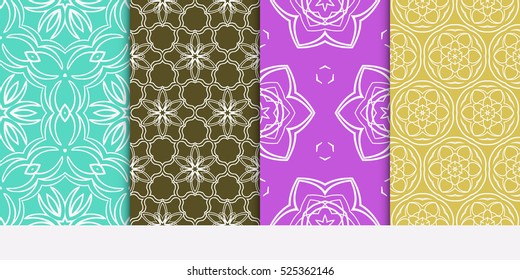 set of modern floral seamless pattern. decorative seamless vector illustration. spring color. for interior design, wallpaper, invitation