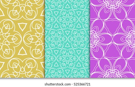 set of modern floral seamless pattern. decorative seamless vector illustration. spring color. for interior design, wallpaper, invitation