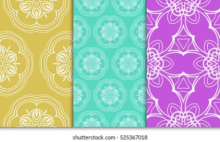 set of modern floral seamless pattern. decorative seamless vector illustration. spring color. for interior design, wallpaper, invitation