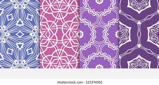 set of modern floral seamless pattern background. Luxury texture for wallpaper, invitation. Vector illustration. purple color.