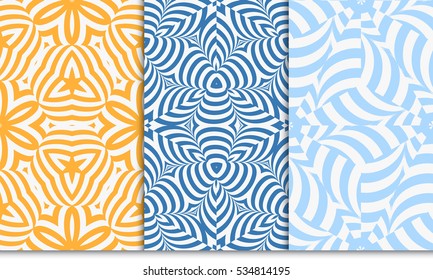 set of modern floral seamless pattern background. Luxury texture for wallpaper, invitation. Vector illustration. orange, blue color.