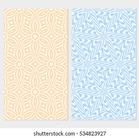 set of modern floral seamless pattern background. Luxury texture for wallpaper, invitation. Vector illustration. orange, blue color.