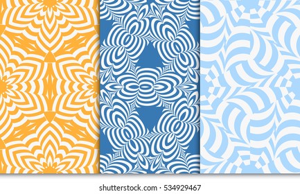 set of modern floral seamless pattern background. Luxury texture for wallpaper, invitation. Vector illustration. orange, blue color.