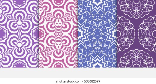 set of modern floral seamless pattern background. Luxury texture for wallpaper, invitation. Vector illustration. purple color.