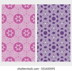 set of modern floral seamless pattern background. Luxury texture for wallpaper, invitation. Vector illustration. purple background