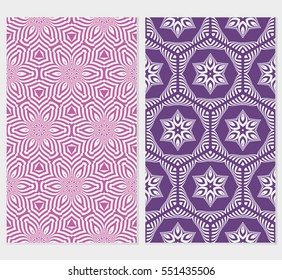 set of modern floral seamless pattern background. Luxury texture for wallpaper, invitation. Vector illustration. purple background