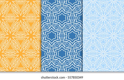 set of modern floral seamless pattern background. Luxury texture for wallpaper, invitation. Vector illustration.