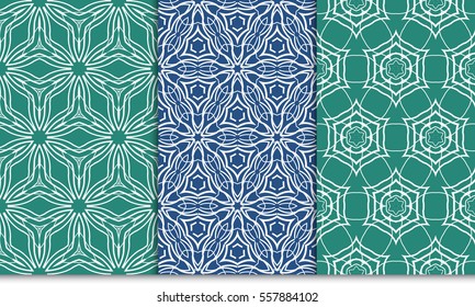 set of modern floral seamless pattern background. Luxury texture for wallpaper, invitation. Vector illustration.