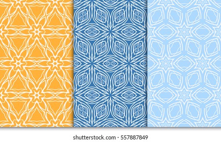set of modern floral seamless pattern background. Luxury texture for wallpaper, invitation. Vector illustration.