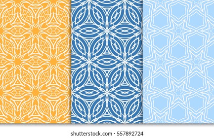 set of modern floral seamless pattern background. Luxury texture for wallpaper, invitation. Vector illustration.