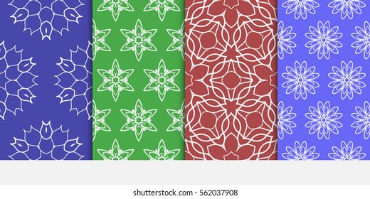set of modern floral seamless pattern background. Vector illustration. color.