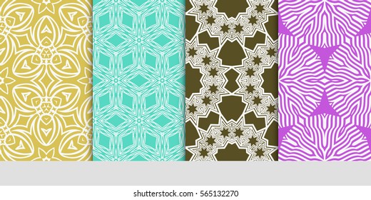set of modern floral seamless pattern background. Luxury texture for wallpaper, invitation. Vector illustration.