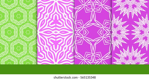 set of modern floral seamless pattern background. Luxury texture for wallpaper, invitation. Vector illustration.