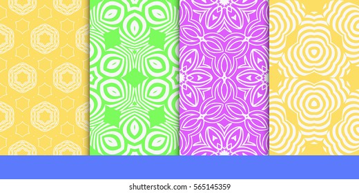 set of modern floral seamless pattern background. Luxury texture for wallpaper, invitation. Vector illustration.
