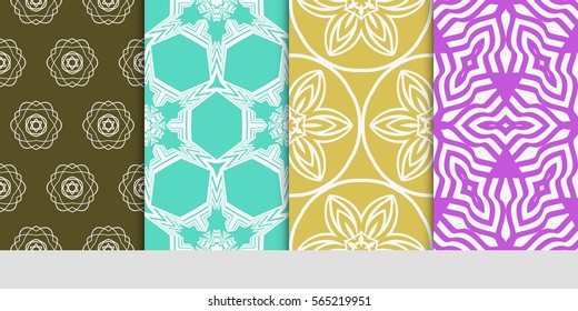 set of modern floral seamless pattern background. Luxury texture for wallpaper, invitation. Vector illustration.