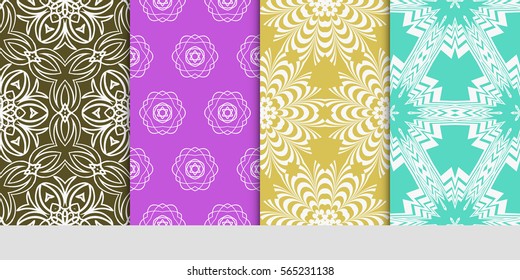 set of modern floral seamless pattern background. Luxury texture for wallpaper, invitation. Vector illustration.