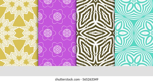 set of modern floral seamless pattern background. Luxury texture for wallpaper, invitation. Vector illustration.