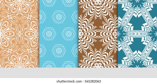 set of modern floral seamless pattern background. Luxury texture for wallpaper, invitation. Vector illustration.