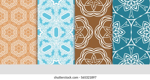 set of modern floral seamless pattern background. Luxury texture for wallpaper, invitation. Vector illustration.