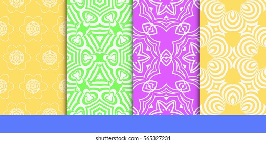set of modern floral seamless pattern background. Luxury texture for wallpaper, invitation. Vector illustration. 
