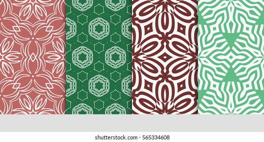 set of modern floral seamless pattern background. Luxury texture for wallpaper, invitation. Vector illustration.