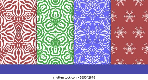set of modern floral seamless pattern background. Luxury texture for wallpaper, invitation. Vector illustration 