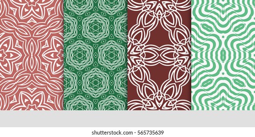 set of modern floral seamless pattern background. Luxury texture for wallpaper, invitation. Vector illustration.