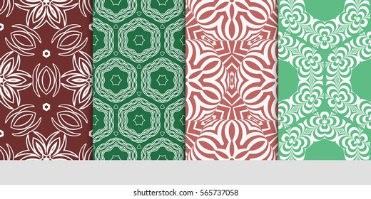 set of modern floral seamless pattern background. Luxury texture for wallpaper, invitation. Vector illustration.