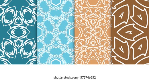 set of modern floral seamless pattern background. Luxury texture for wallpaper, invitation. Vector illustration.